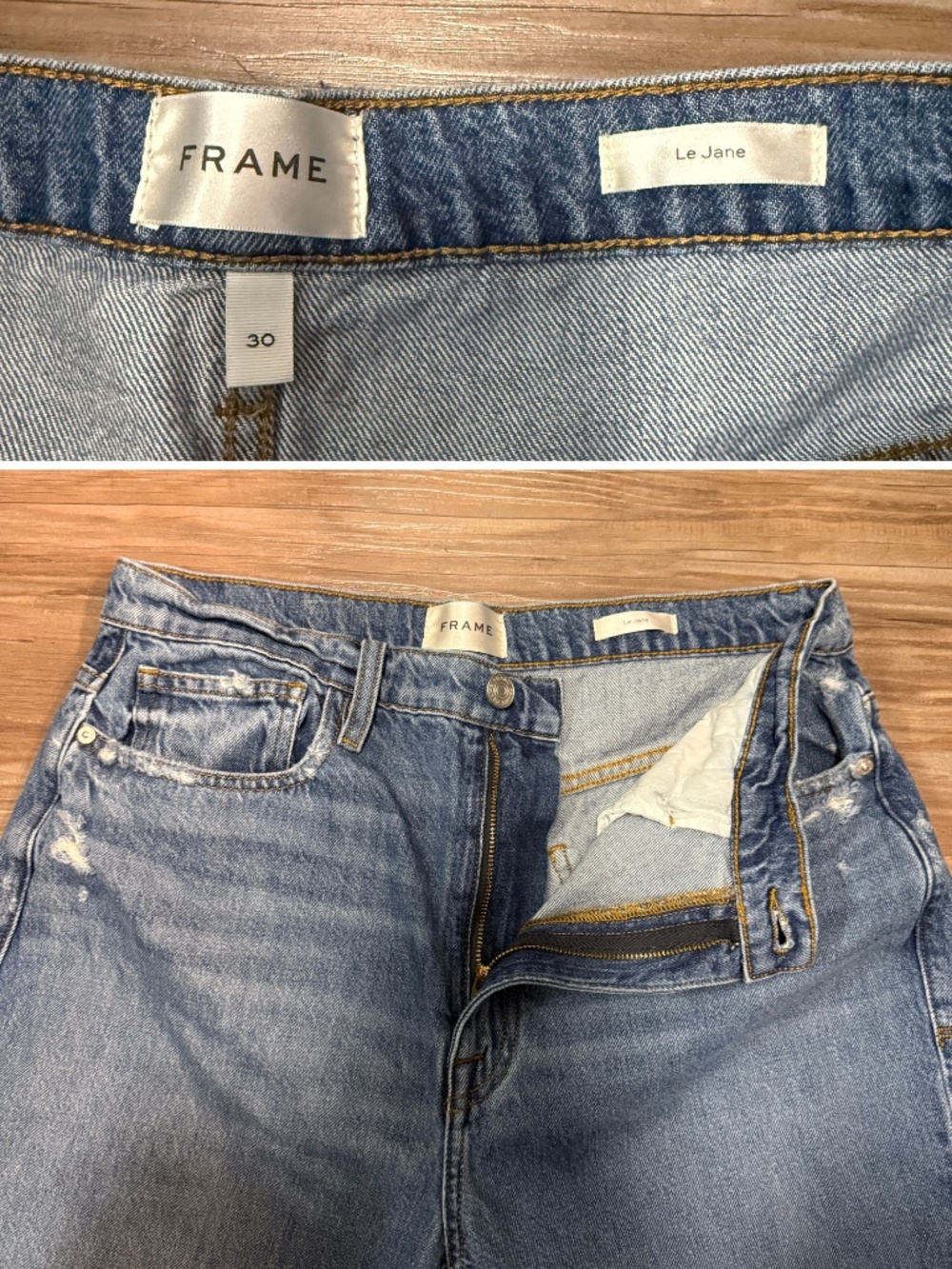 FRAME Le Jane High Rise Straight Leg Jeans Mariner Sz 30 $288 Retail - Picture 3 of 12